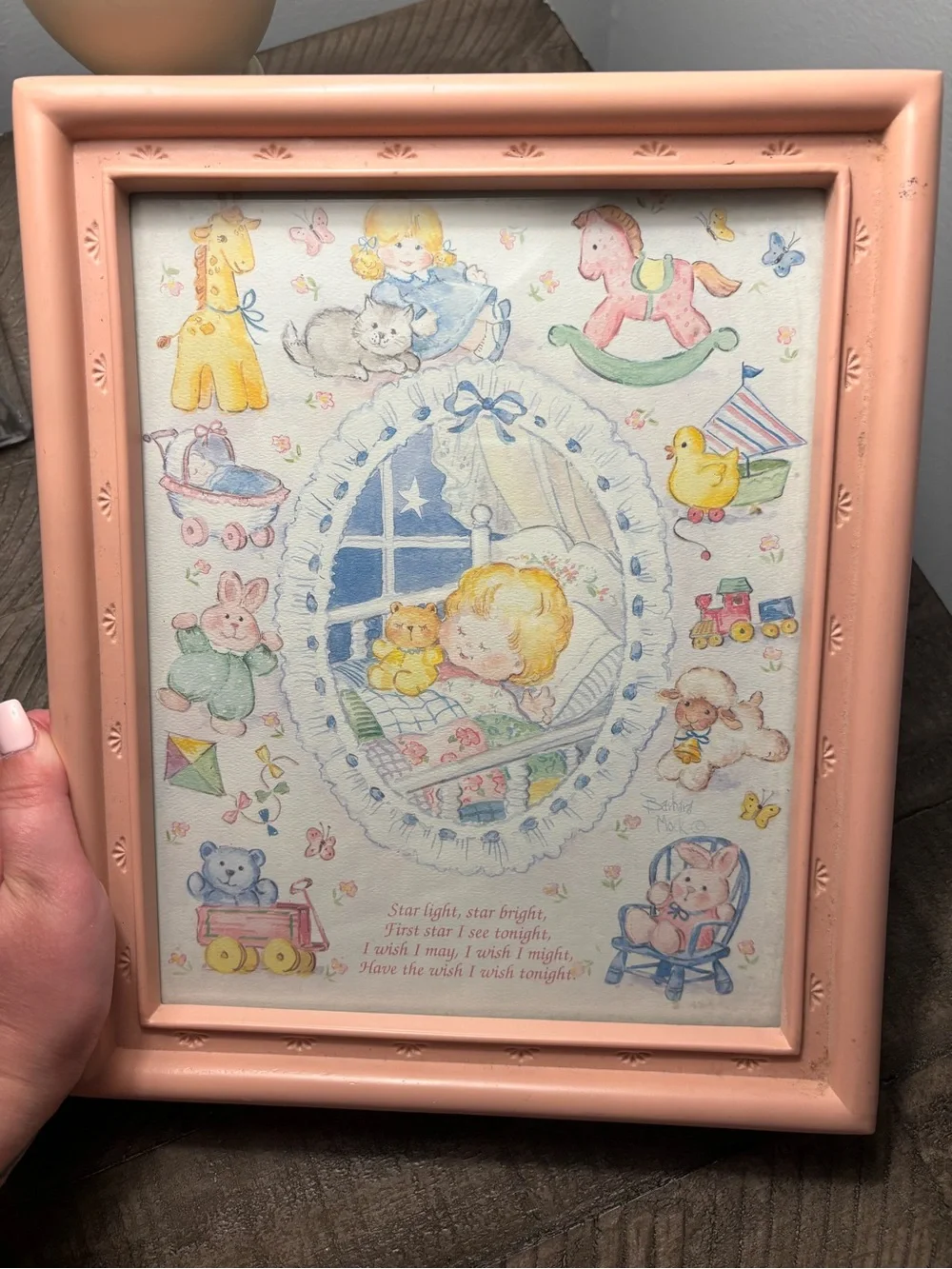 Vintage Retro 90s Pink Framed Nursery Wall Art